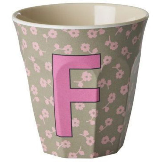 rice Melamin Buchstabenbecher - Dunkles Sand - F - Flowers