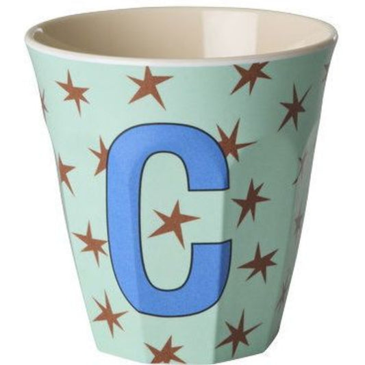 rice Melamin Buchstabenbecher - Mint - C - Stars