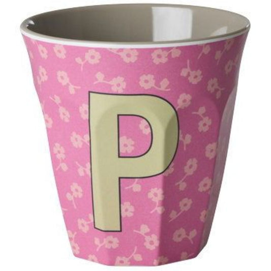 rice Melamin Buchstabenbecher - Pink - P - Flowers