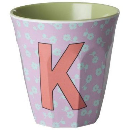 rice Melamin Buchstabenbecher - Helllila - K - Flowers