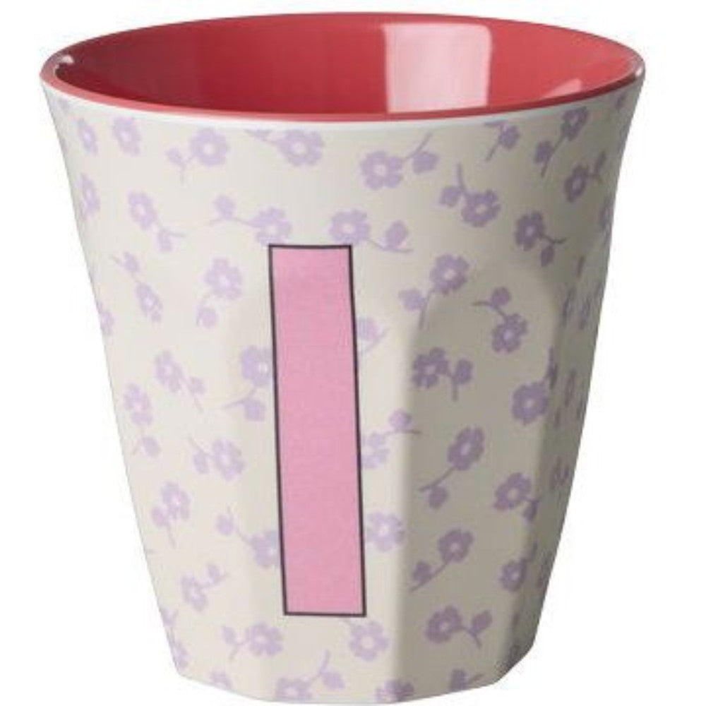 rice Melamin Buchstabenbecher - Crème - I - Flowers