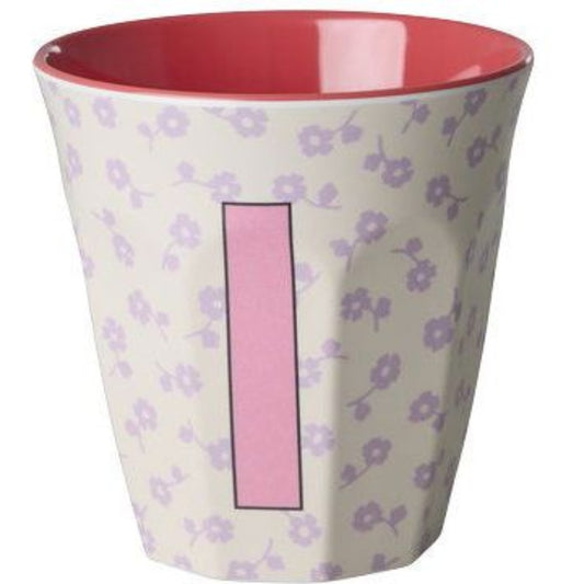 rice Melamin Buchstabenbecher - Crème - I - Flowers