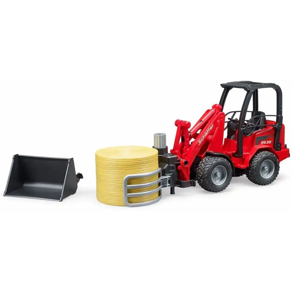 bruder Hoflader Schäffer 2630 mit Ballengreifzange rot 1:16