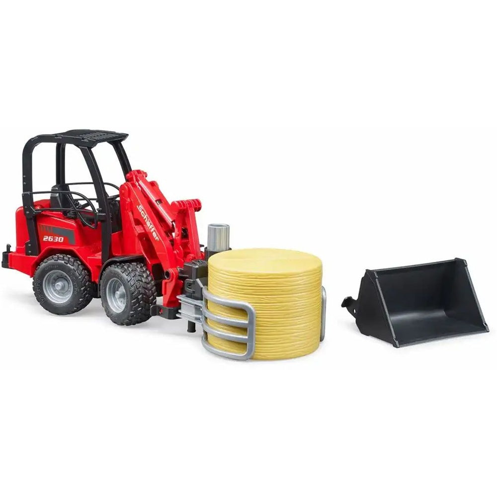 bruder Hoflader Schäffer 2630 mit Ballengreifzange rot 1:16