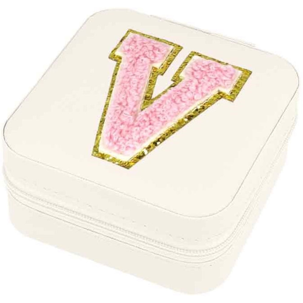 Schmuckbox Buchstabe V beige