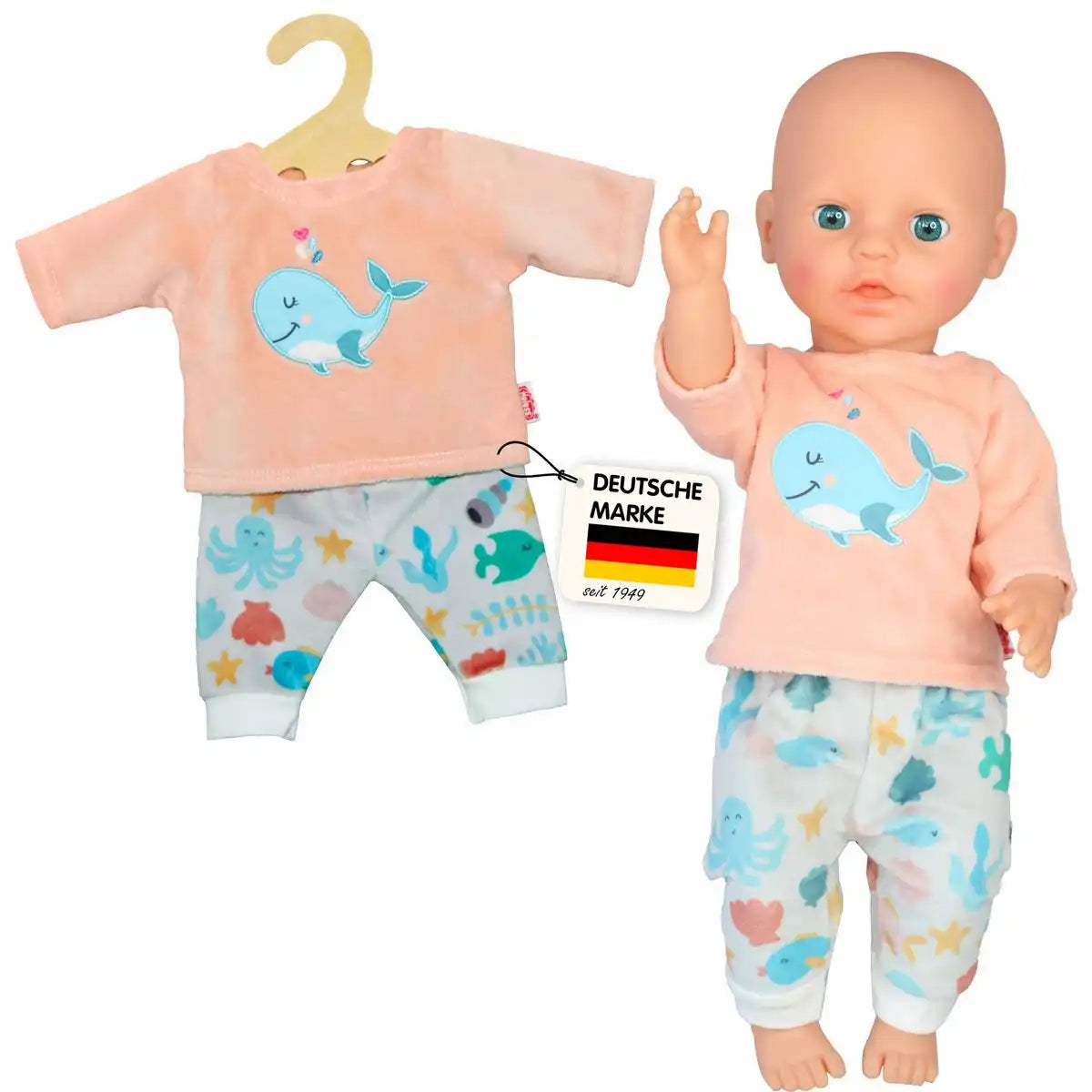 Flauschiger Pyjama Wal Bobby Größe 28-35cm