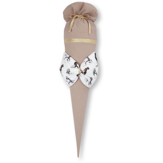 crêpes suzette Schultüte beige weiß mit Pferden